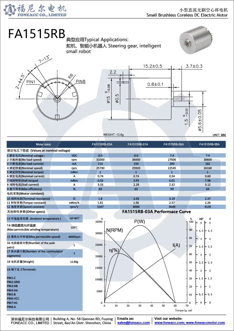 Moteur électrique à courant continu sans balais micro sans noyau 1515rb 15 mm.webp