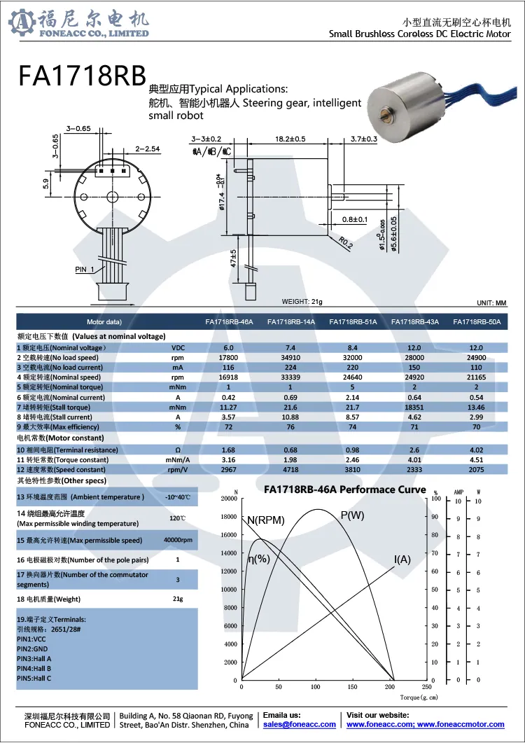 1718rb 17 mm micro moteur électrique à courant continu sans balais sans noyau.webp