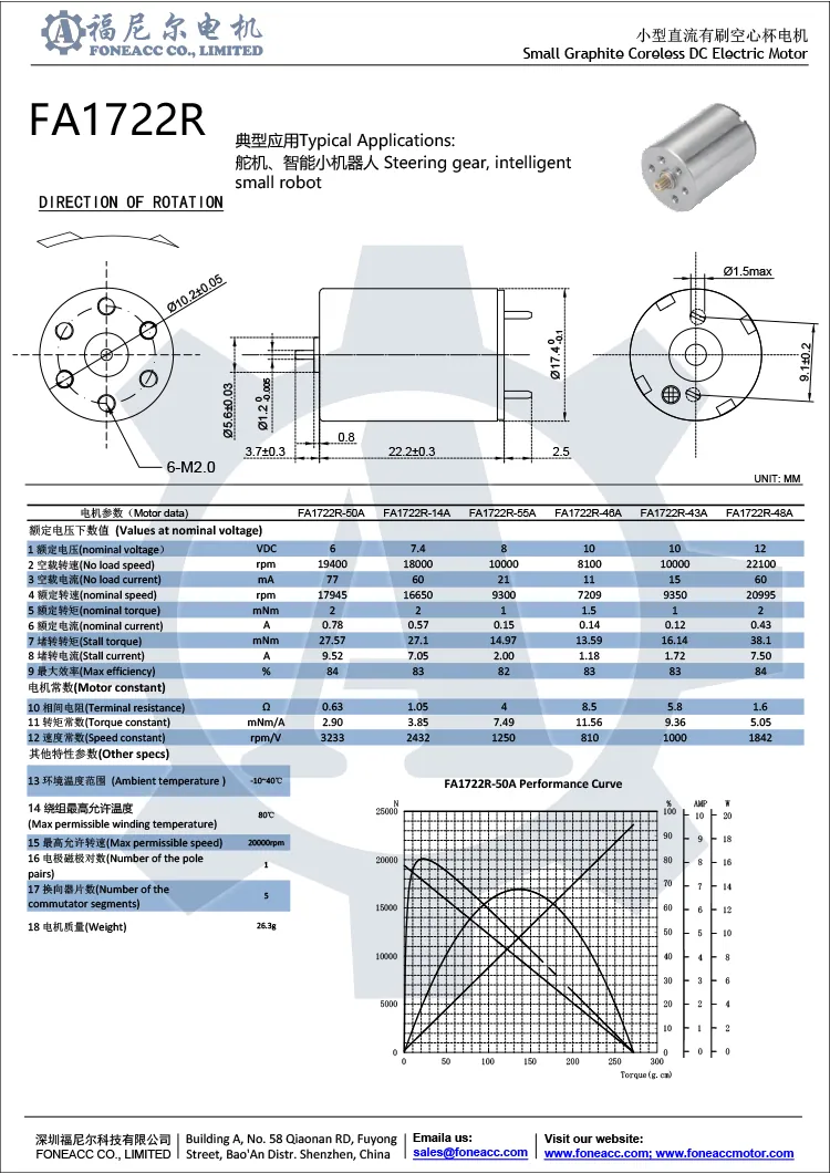 1722r 17 mm micro brosse sans noyau moteur électrique à courant continu.webp