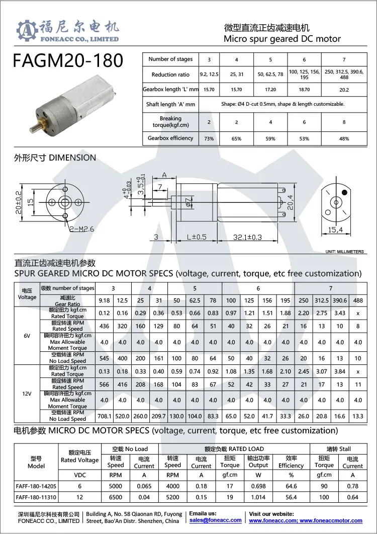 gm20-180 20 mm petit réducteur à éperon moteur électrique à courant continu.webp