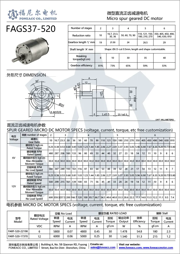 gs37-520 37 mm petit réducteur à éperon moteur électrique à courant continu.webp